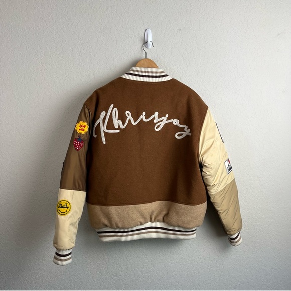 Khrisjoy Rear Logo Print Bomber Jacket Puff Varsity - Picture 11 of 16
